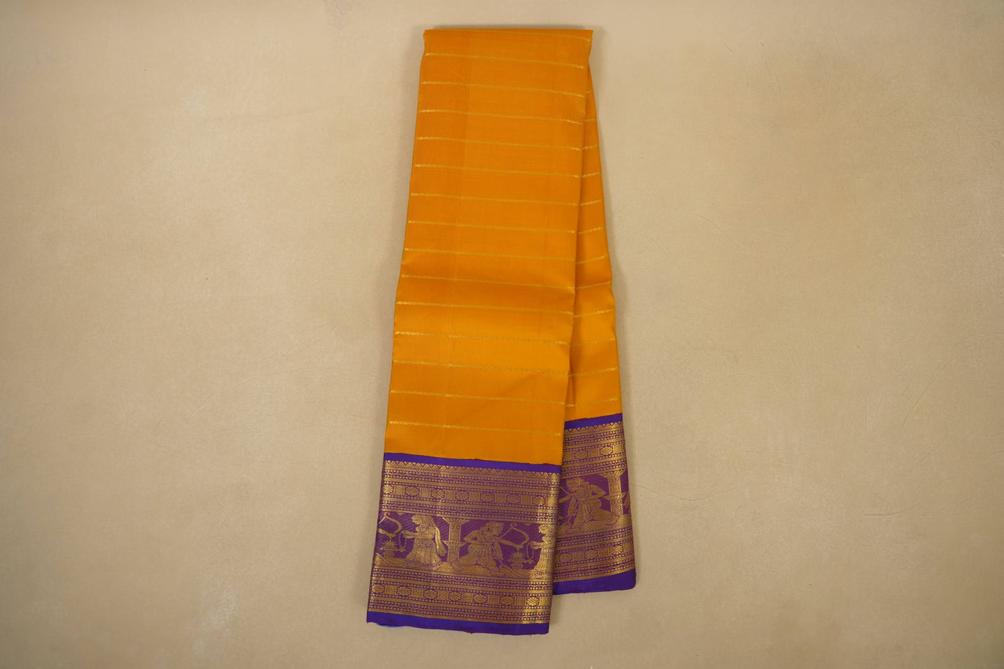 Mustard beldhary Vintage Kanjivaram Silk Saree by Shreenivas Silks PSSR018013 - Parisera