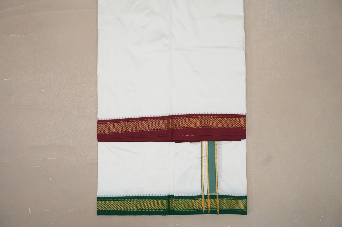 9 Mulam Silk Dhoti with 5 Mulam Angavastram for Wedding by Shreenivas Silks PSSR01DH067