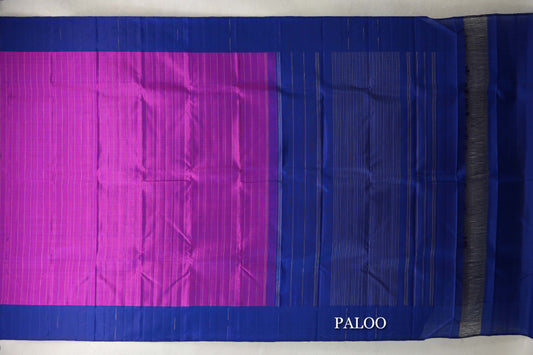 Magenta with Navy Blue Borders Plant Based Kanjivaram Silk Saree paloo