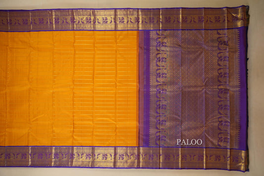 Mustard beldhary Vintage Kanjivaram Silk Saree by Shreenivas Silks PSSR018013 - Parisera