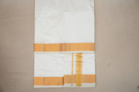 9 Mulam Silk Dhoti with 5 Mulam Angavastram for Wedding by Shreenivas Silks PSSR01DH070