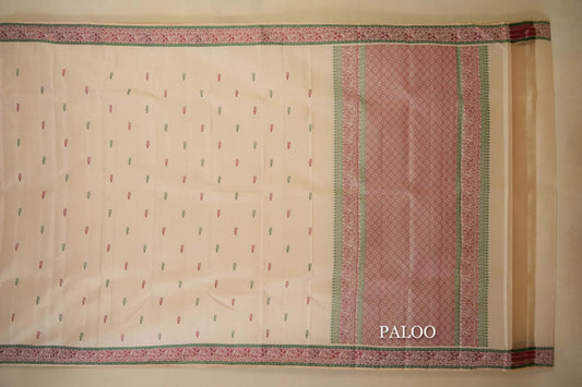 Off white Vintage Kanjivaram Silk Saree by Shreenivas Silks PSSR018015 - Parisera
