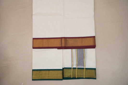 10 Mulam Cotton Muhurtham Dhoti with 6 Mulam Angavastram by Shreenivas Silks PSSR01DH085