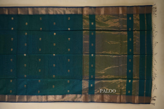 Peacock Green Maheshwari Silk Cotton Saree by Shreenivas Silks PSSR018023 - Parisera