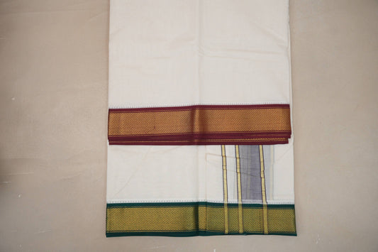 9 Mulam Cotton Muhurtham Dhoti with 5 Mulam Angavastram by Shreenivas Silks PSSR01DH088