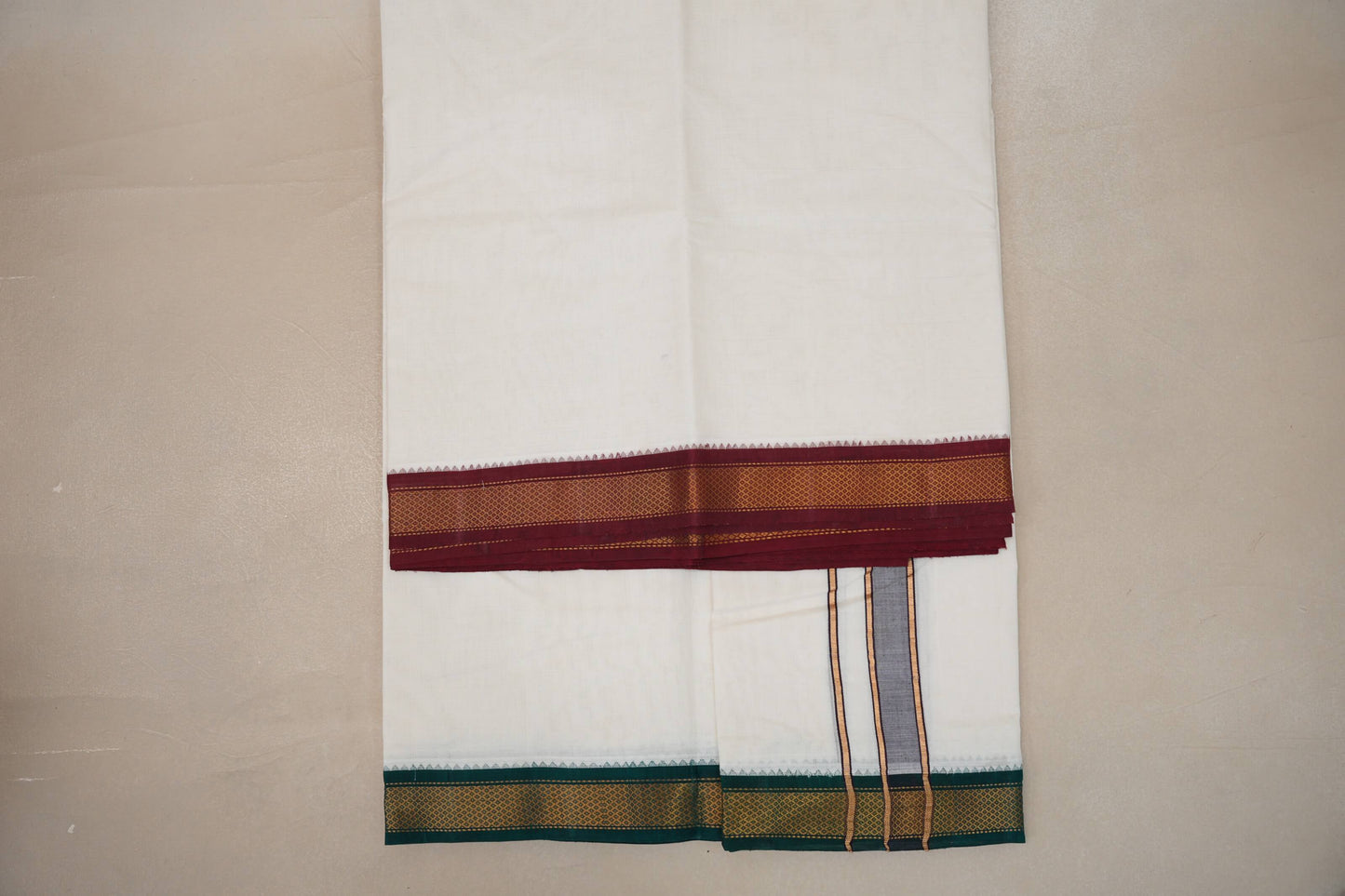 9 Mulam Cotton Muhurtham Dhoti with 5 Mulam Angavastram by Shreenivas Silks PSSR01DH091 - Parisera