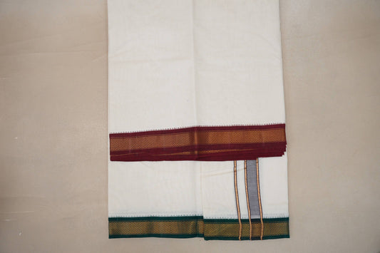 9 Mulam Cotton Muhurtham Dhoti with 5 Mulam Angavastram by Shreenivas Silks PSSR01DH091