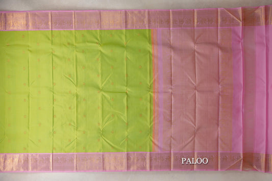 Fluorescent Green Vintage Kanjivaram Silk Saree paloo