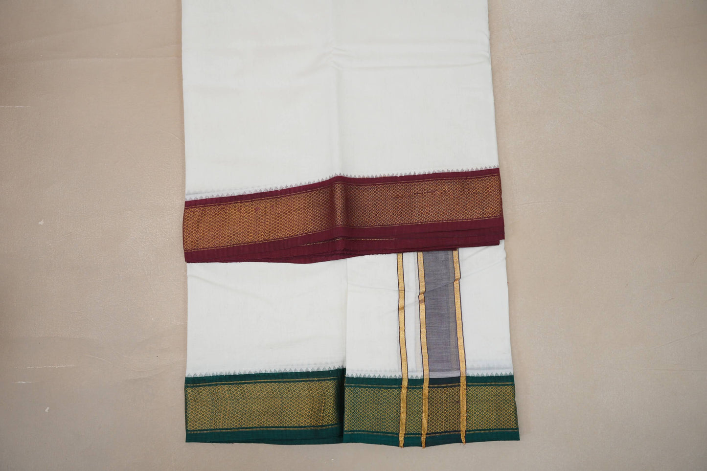 9 Mulam Cotton Muhurtham Dhoti with 5 Mulam Angavastram by Shreenivas Silks PSSR01DH092 - Parisera
