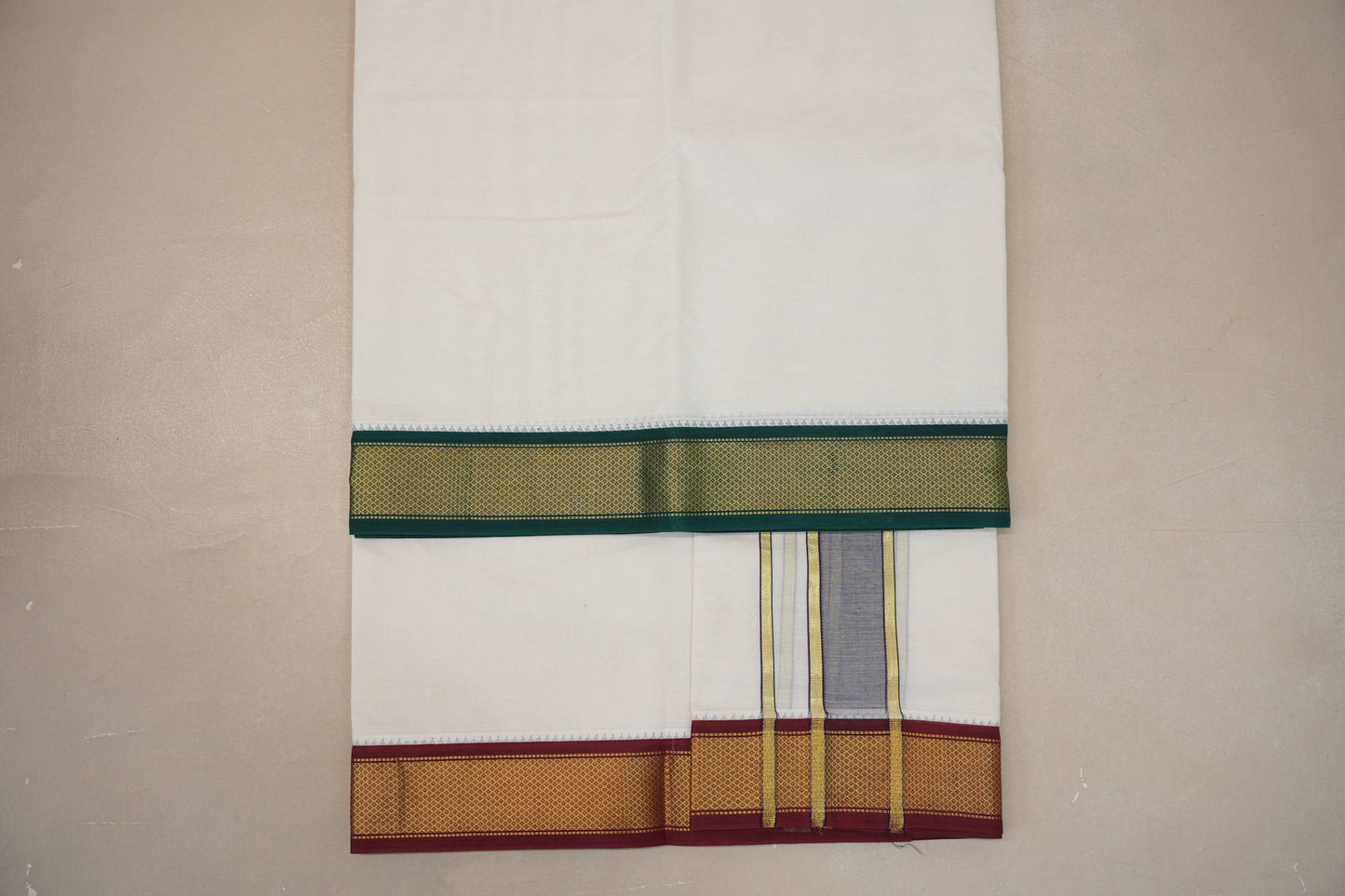 9 Mulam Cotton Muhurtham Dhoti with 5 Mulam Angavastram by Shreenivas Silks PSSR01DH093 - Parisera