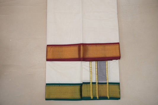 9 Mulam Cotton Muhurtham Dhoti with 5 Mulam Angavastram by Shreenivas Silks PSSR01DH094