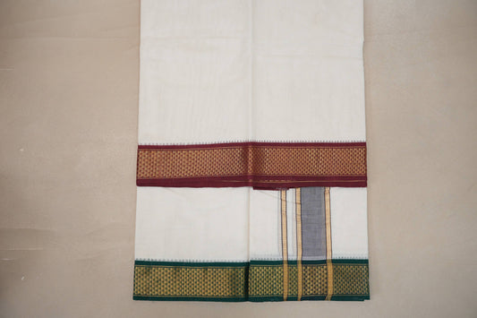 9 Mulam Cotton Muhurtham Dhoti with 5 Mulam Angavastram by Shreenivas Silks PSSR01DH095