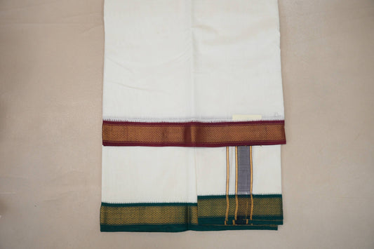 9 Mulam Cotton Muhurtham Dhoti with 5 Mulam Angavastram by Shreenivas Silks PSSR01DH098