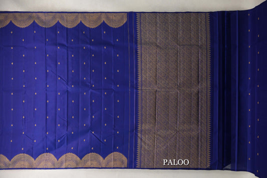 Royal Blue Vintage Kanjivaram Silk Saree paloo