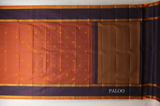 Orangish brown with Deep Plum Vintage Kanjivaram Silk Saree by Shreenivas Silks PSSR019051