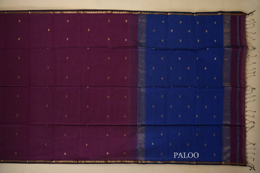 Magenta Maheshwari Silk Cotton Saree by Shreenivas Silks PSSR018030 - Parisera