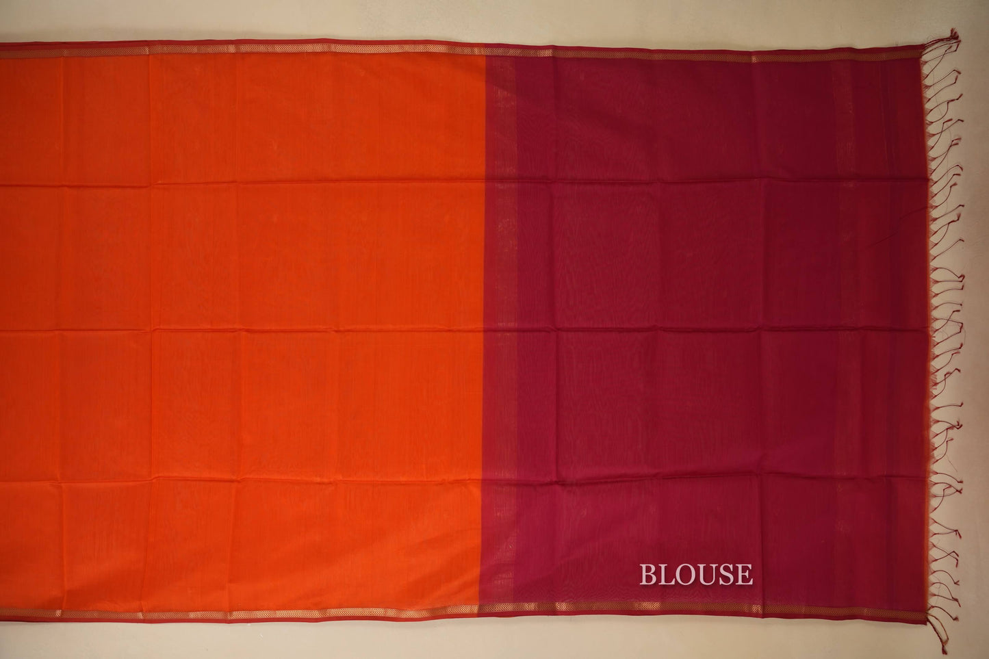 Fanta Orange Maheshwari Silk Cotton Saree by Shreenivas Silks PSSR018033 - Parisera