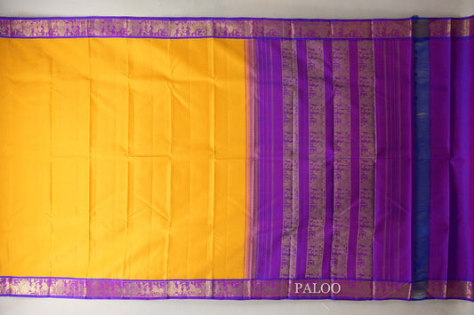 Mango yellow with Royal Purple Vintage Kanjivaram Silk Saree by Shreenivas Silks PSSR019058