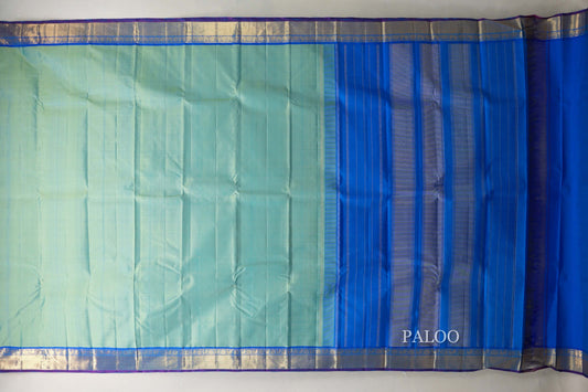 Dual Tone Yellow and Aqua Blue Vintage Kanjivaram Silk Saree by Shreenivas Silks PSSR019062