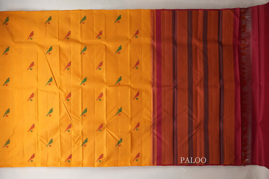 Mango Yellow Vintage Kanjivaram Silk Saree by Shreenivas Silks PSSR019063