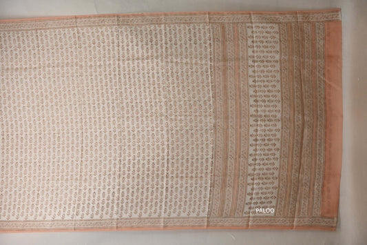 White and peach Tussar silk saree Inheritance India PSSW290129