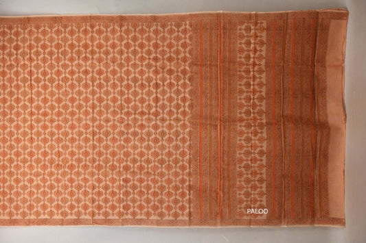 Peach Cotton Saree by Inheritance India PSSW290131