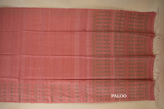 Onion Pink Bhagalpur Tussar silk saree paloo