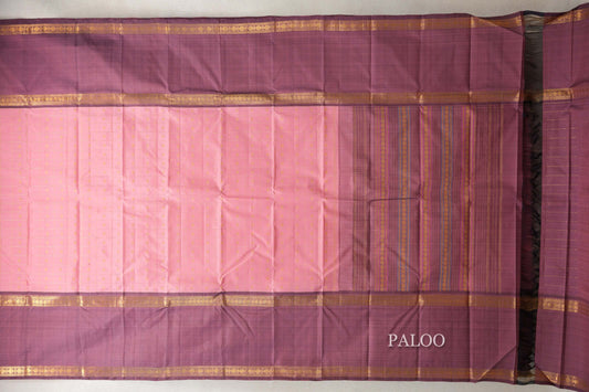 Blush Pink with Rose Mauve Rettai Pettu Borders Vintage Kanjivaram Silk Saree by Shreenivas Silks PSSR0110193