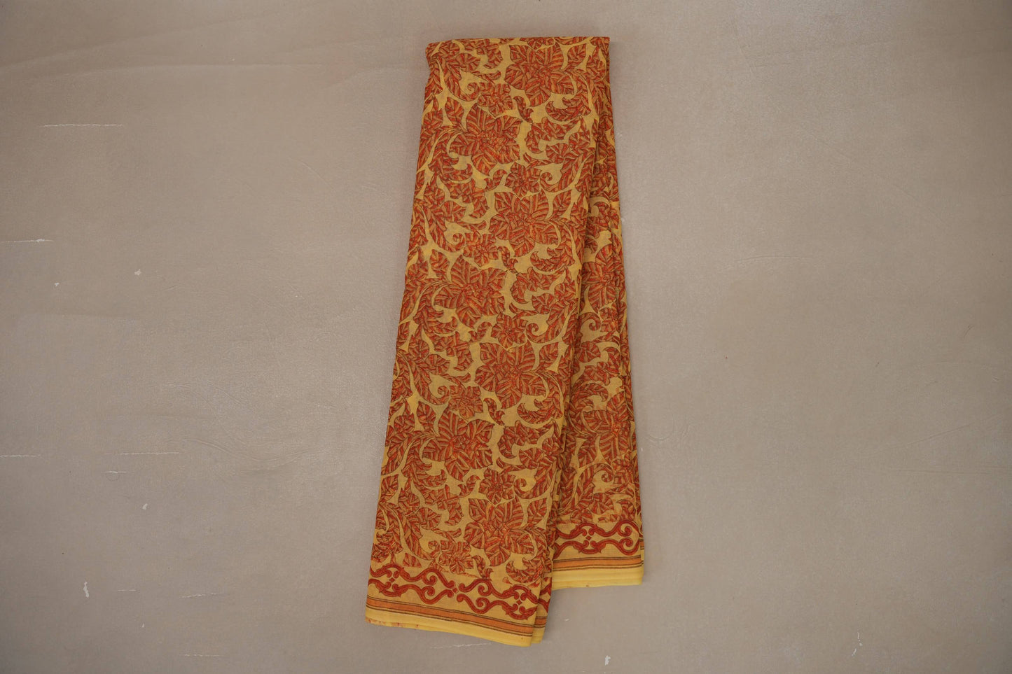 Mustard Cotton Saree by Inheritance India PSSW290136