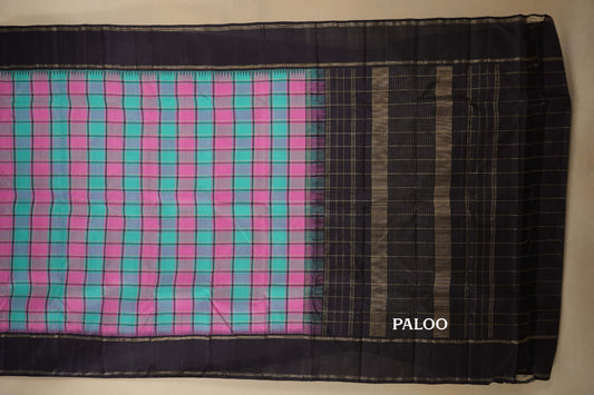 Multi Color with Deep Blue Borders Vintage Kanjivaram Silk Saree by Shreenivas Silks PSSR018053