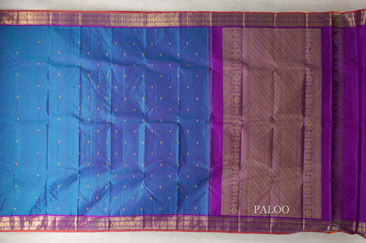 Dual Tone of Magenta and Blue with Deep Magenta Borders Vintage Kanjivaram Silk Saree PSSR0110204