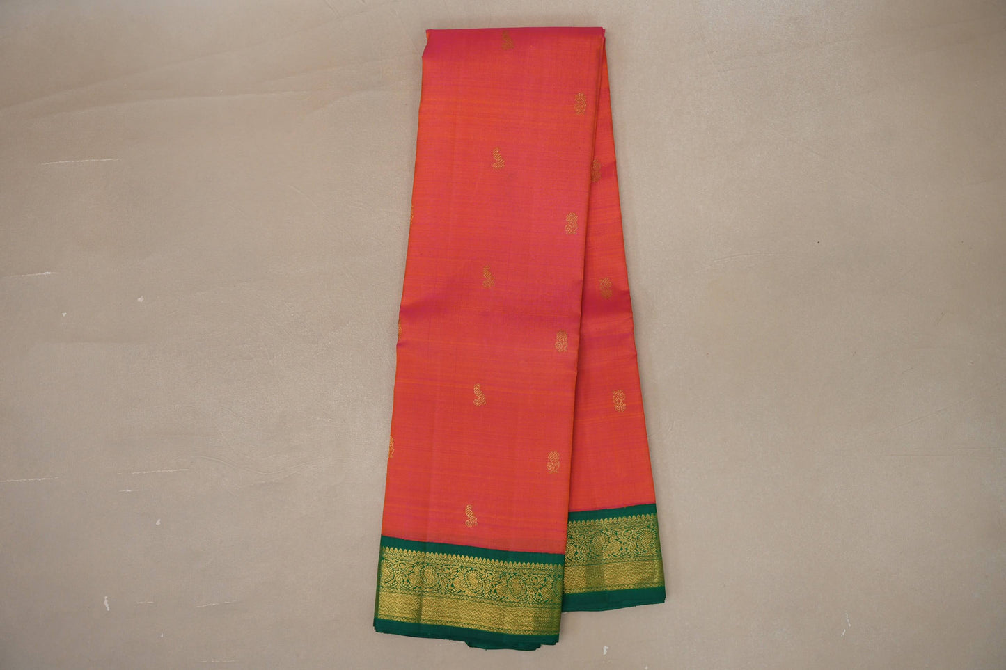 Dual Tone of Pink and Yellow Vintage Kanjivaram Silk Saree by Shreenivas Silks PSSR019094