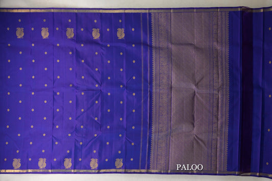 Violet Purple Plant Based Kanjivaram Silk Saree paloo
