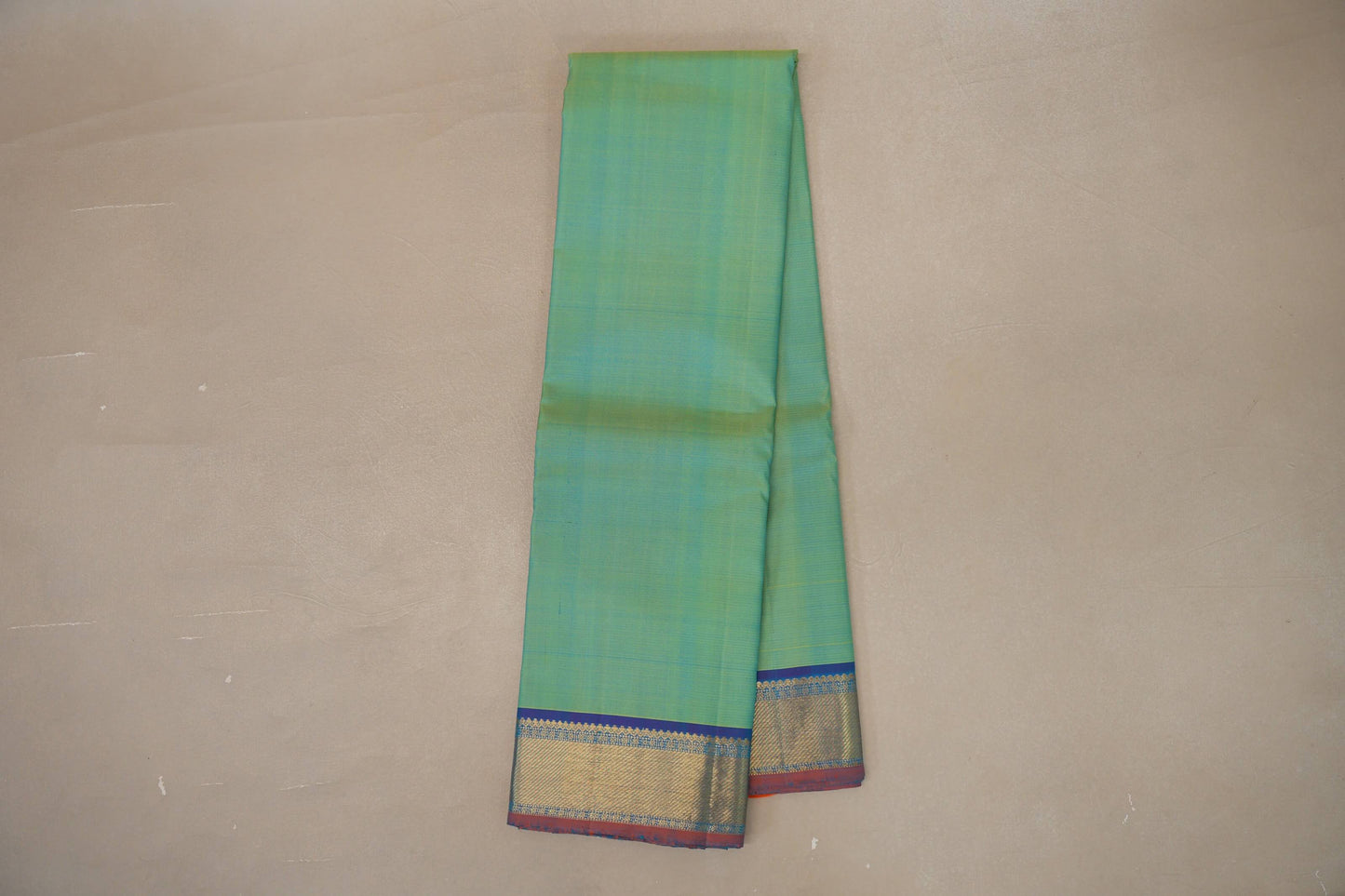 Dual Tone Green and Blue Vintage Kanjivaram Silk Saree by Shreenivas Silks PSSR019103