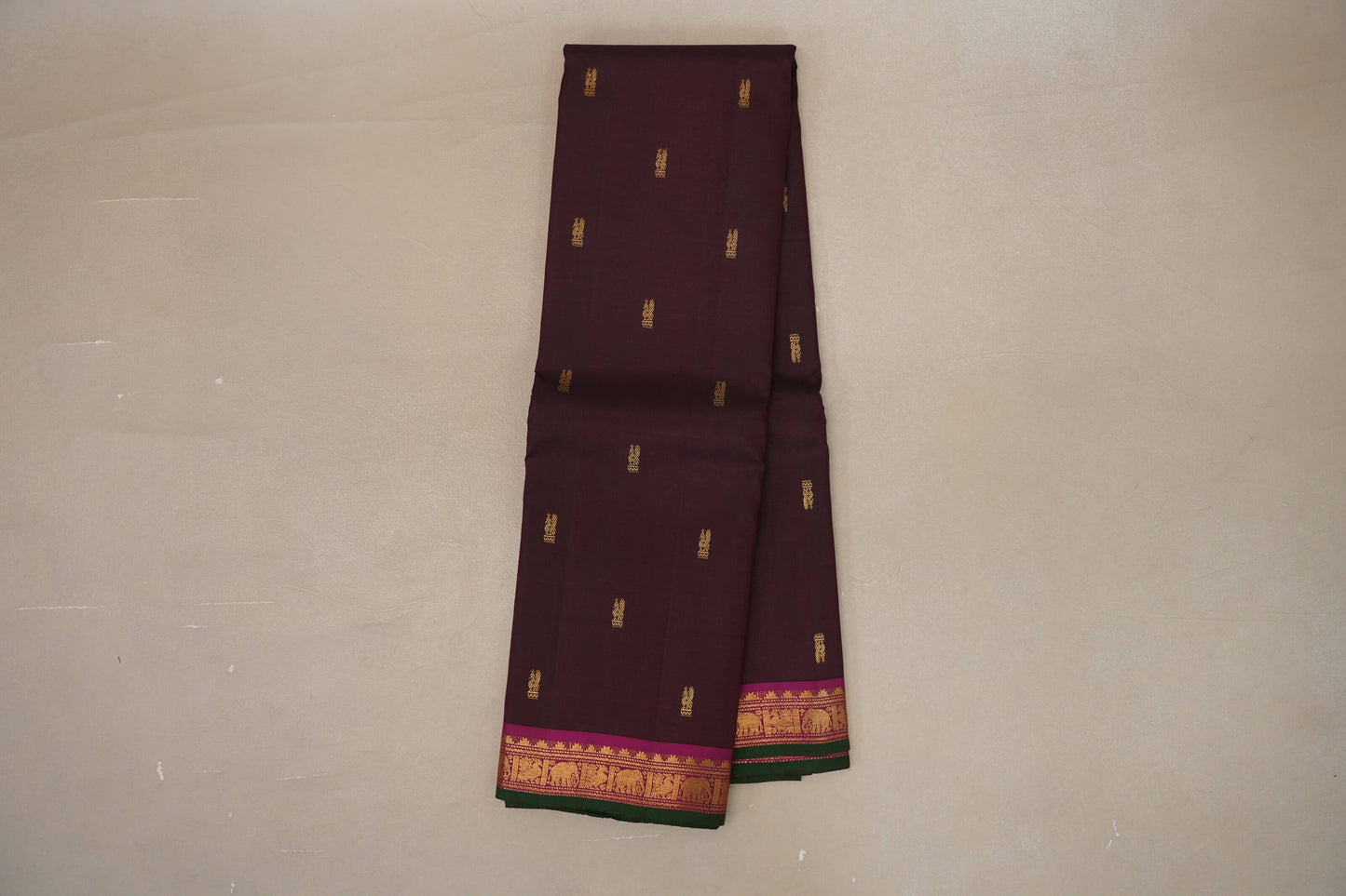 Brownish maroon Vintage Kanjivaram Silk Saree by Shreenivas Silks PSSR019106