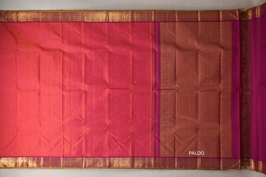 Orangish Pink Vintage Kanjivaram Silk Saree by Shreenivas Silks PSSR019107