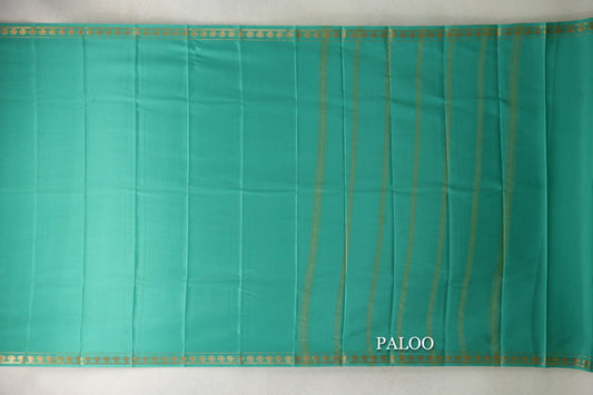 Teal Green Mysore Silk Saree by Shreenivas Silks paloo