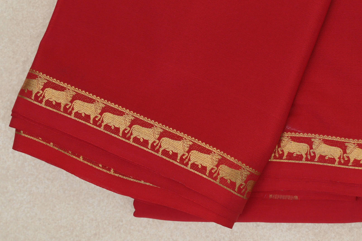 Bright Red Mysore Silk Saree by Shreenivas Silks PSSR0110240