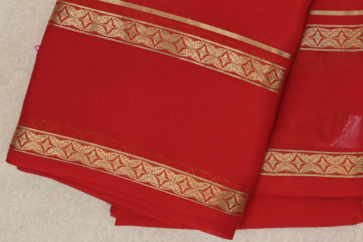 Bright Red Mysore Silk Saree by Shreenivas Silks PSSR0110248