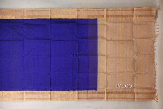 Royal Blue Vintage Silk Cotton Saree paloo