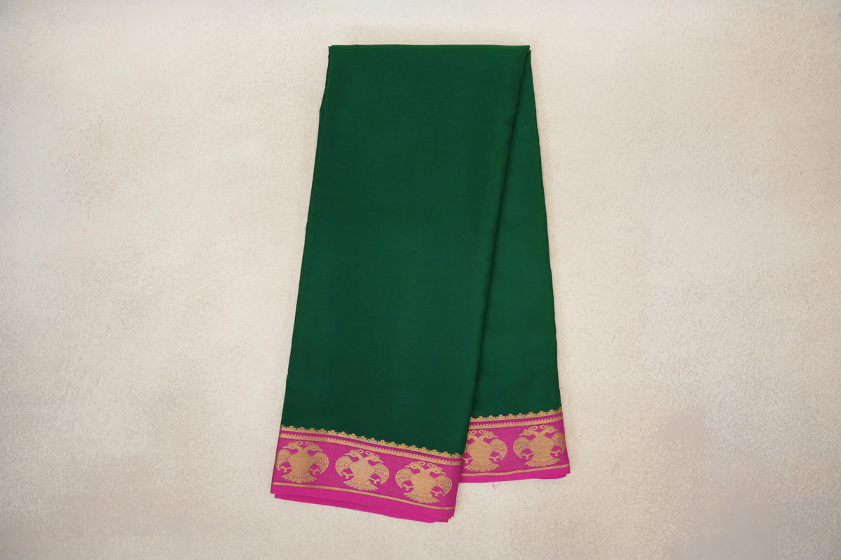 Bottle Green with Magenta Borders Mysore Silk Saree by Shreenivas Silks PSSR0110255