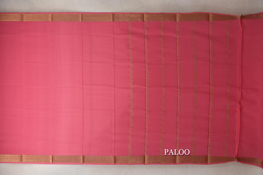 Coral Pink Mysore Silk Saree by Shreenivas Silks paloo