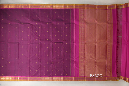 Deep Magenta Vintage Kanjivaram Silk Saree paloo