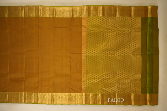 Olive Green Light Weight Kanchipuram Silk Saree Paloo