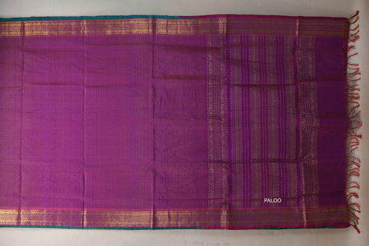 Dual Tone Pink and Violet Nine And A Half Yards Silk Cotton Saree by Shreenivas silks PSSR019163 - Parisera