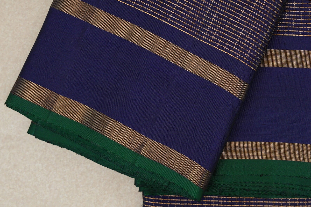 Deep Blue with Dark Green Selvedge Vintage Kanjivaram Silk Saree by Shreenivas Silks PSSR0110283