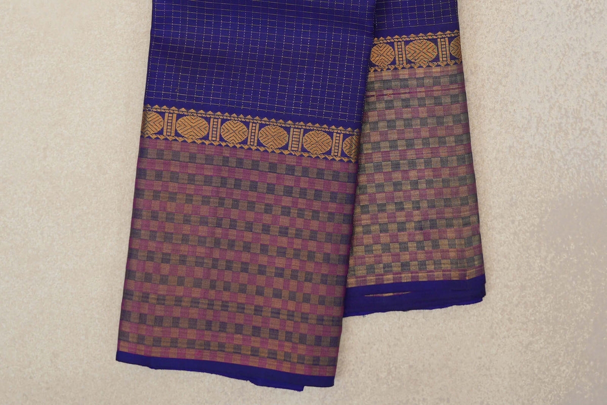 Deep Royal Blue Vintage Kanjivaram Silk Saree by Shreenivas Silks PSSR0110285
