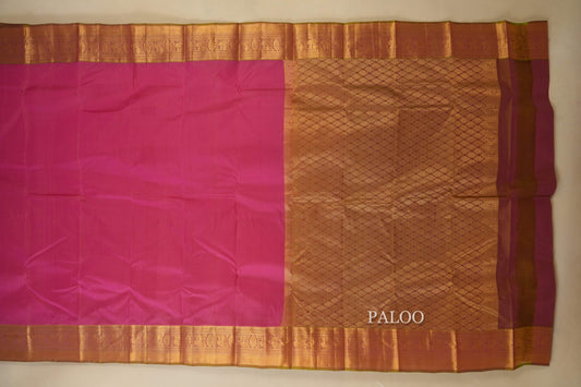 Pink Light Weight Kanchipuram Silk Saree Paloo