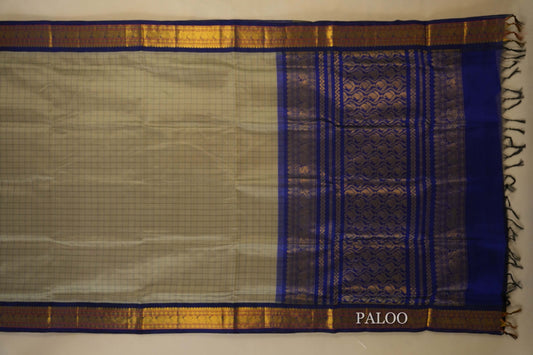 Silver Grey Silk Cotton Saree Paloo