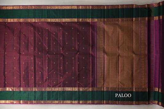 Reddish Maroon Vintage Kanjivaram Silk Saree paloo